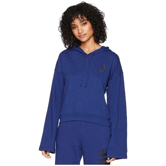 Juicy Couture Blue Glitter French Terry Hoodie L - Picture 1 of 5